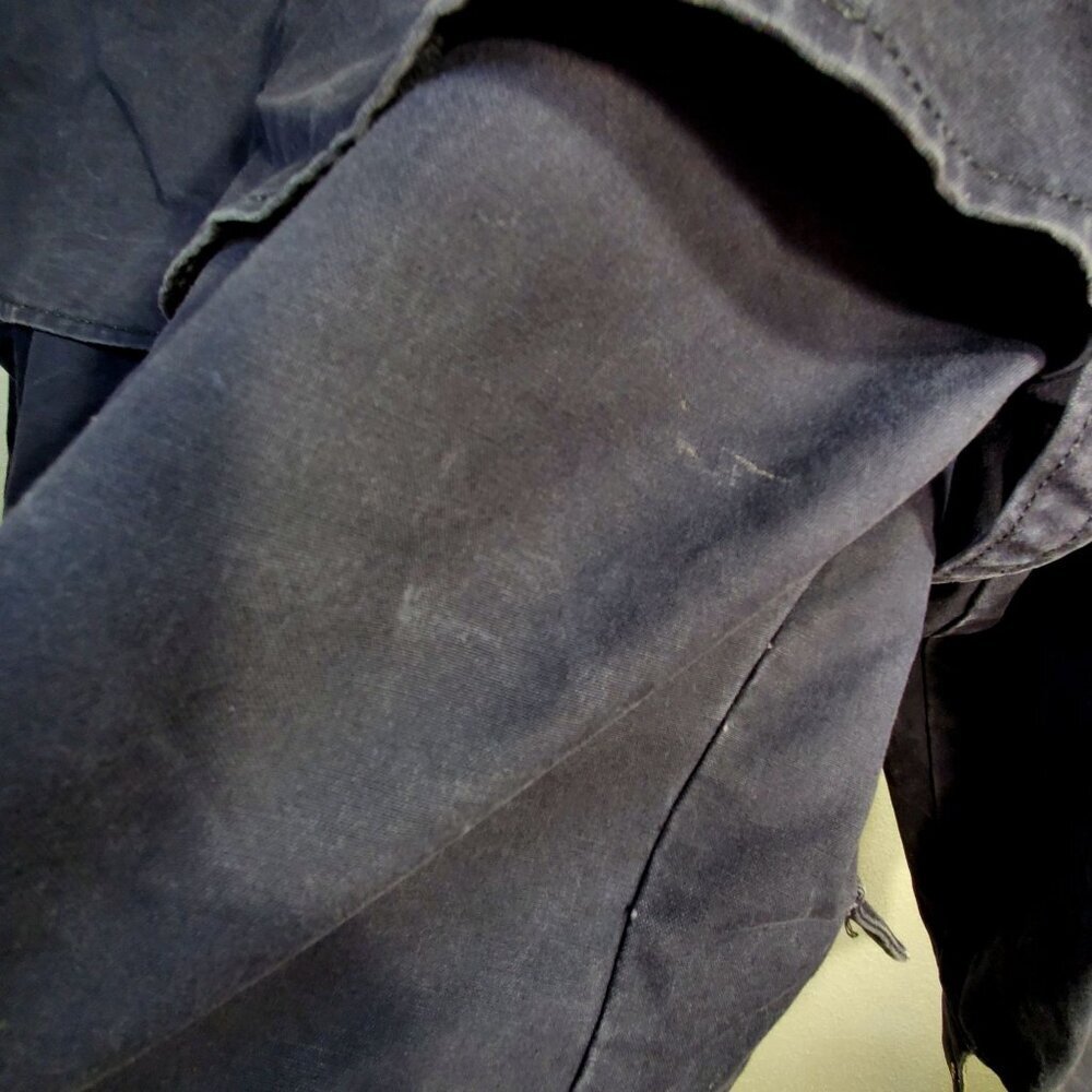 VTG Oilskin Full-Length Duster Coat With Cape Medium 100% Cotton Made In USA - Picture 12 of 16